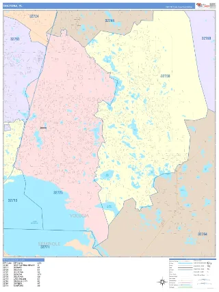 Deltona, FL ColorCast style ZIP Code wall map