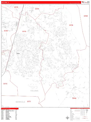Deltona, FL RedLine style ZIP Code wall map