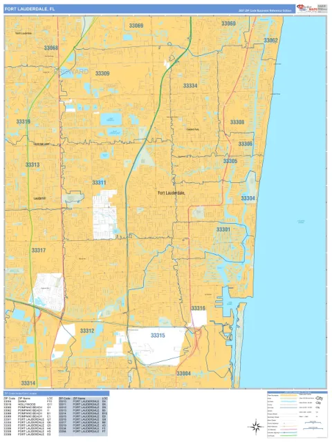 Fort Lauderdale, FL city map
