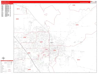Gainesville, FL RedLine style ZIP Code wall map