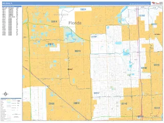 Hialeah, FL Business Reference style ZIP Code wall map