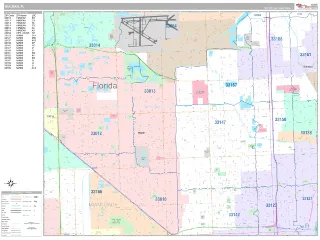 Hialeah, FL Classic style ZIP Code wall map