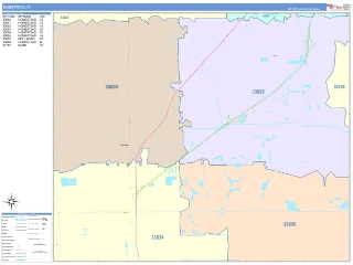 Homestead, FL ColorCast style ZIP Code wall map