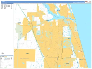 Jupiter, FL Business Reference style ZIP Code wall map