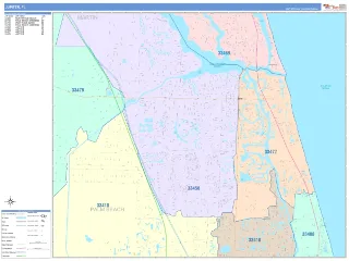 Jupiter, FL ColorCast style ZIP Code wall map