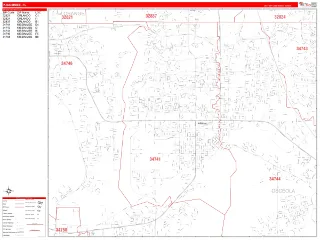 Kissimmee, FL RedLine style ZIP Code wall map