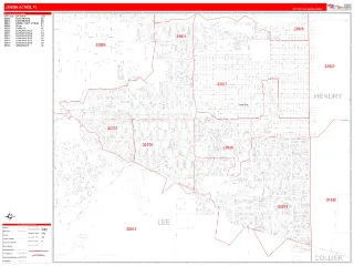 Lehigh Acres, FL RedLine style ZIP Code wall map