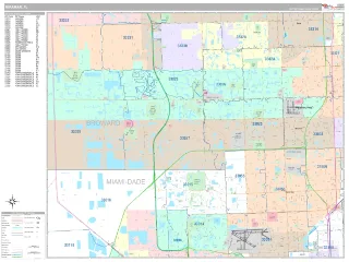 Miramar, FL Classic style ZIP Code wall map