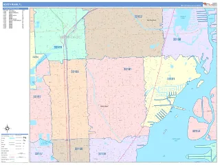 North Miami, FL ColorCast style ZIP Code wall map