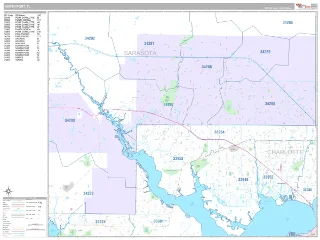 North Port, FL Classic style ZIP Code wall map