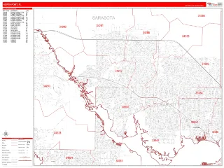 North Port, FL RedLine style ZIP Code wall map