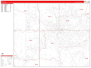 Ocala, FL RedLine style ZIP Code wall map