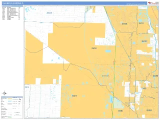 Palm Beach Gardens, FL Business Reference style ZIP Code wall map