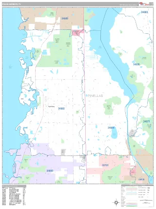 Palm Harbor, FL Classic style ZIP Code wall map