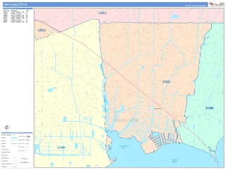 Port Charlotte, FL ColorCast style ZIP Code wall map