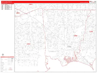 Port Charlotte, FL RedLine style ZIP Code wall map