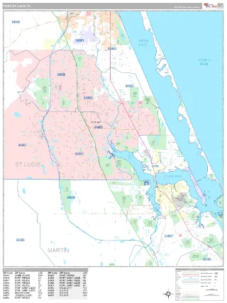 Port St Lucie, FL Classic style ZIP Code wall map
