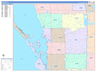 Sarasota, FL ColorCast style ZIP Code wall map