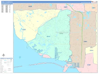 Town 'n' Country, FL ColorCast style ZIP Code wall map