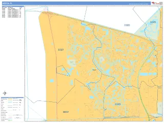 Weston, FL Business Reference style ZIP Code wall map