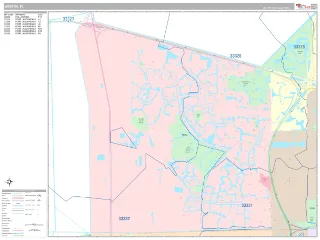 Weston, FL Classic style ZIP Code wall map