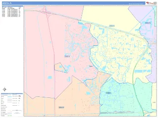 Weston, FL ColorCast style ZIP Code wall map