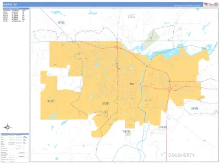 Albany, GA Business Reference style ZIP Code wall map
