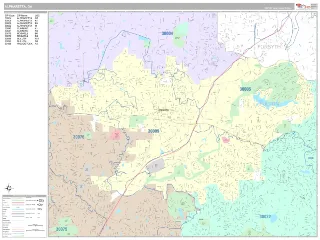 Alpharetta, GA Classic style ZIP Code wall map