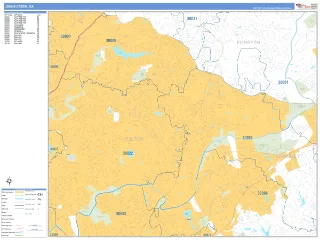 Johns Creek, GA Business Reference style ZIP Code wall map