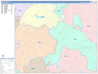 Johns Creek, GA ColorCast style ZIP Code wall map