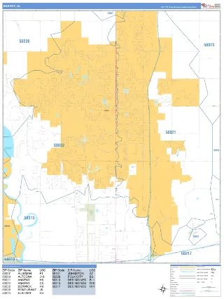Ankeny, IA Business Reference style ZIP Code wall map