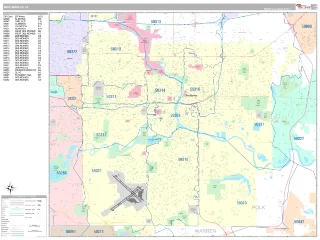 Des Moines, IA Classic style ZIP Code wall map