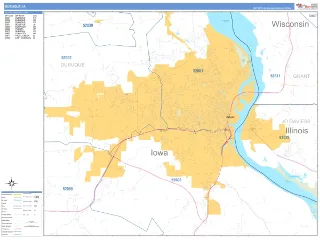 Dubuque, IA Business Reference style ZIP Code wall map