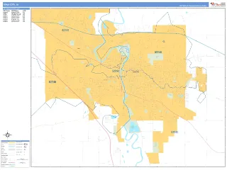 Iowa City, IA Business Reference style ZIP Code wall map