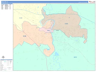 Iowa City, IA ColorCast style ZIP Code wall map