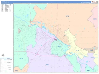Waterloo, IA ColorCast style ZIP Code wall map