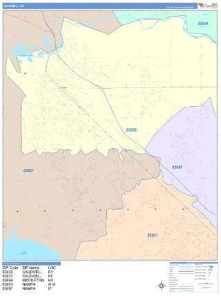 Caldwell, ID ColorCast style ZIP Code wall map