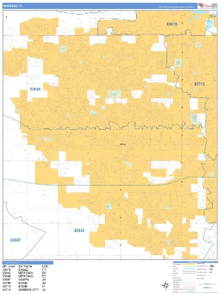 Meridian, ID Business Reference style ZIP Code wall map