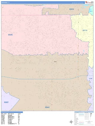 Meridian, ID ColorCast style ZIP Code wall map