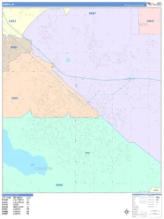 Nampa, ID ColorCast style ZIP Code wall map