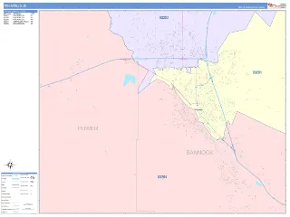Pocatello, ID ColorCast style ZIP Code wall map