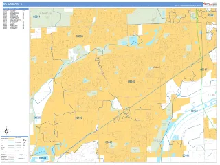 Bolingbrook, IL Business Reference style ZIP Code wall map