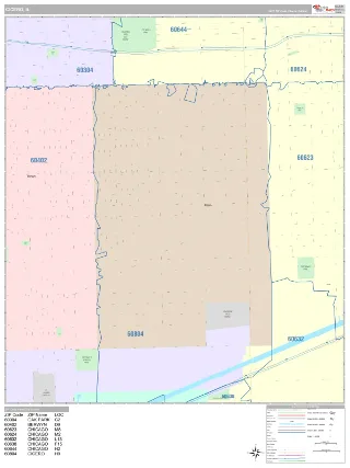 Cicero, IL Classic style ZIP Code wall map