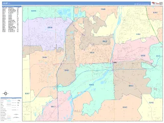 Joliet, IL ColorCast style ZIP Code wall map