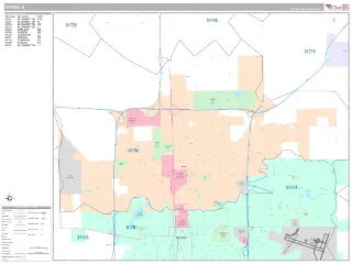 Normal, IL Classic style ZIP Code wall map