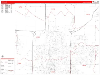 Normal, IL RedLine style ZIP Code wall map