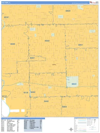 Oak Park, IL Business Reference style ZIP Code wall map