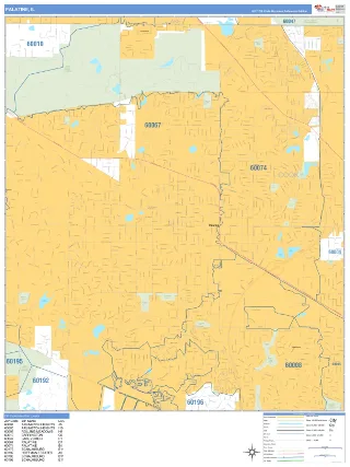 Palatine, IL Business Reference style ZIP Code wall map