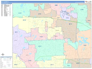 Schaumburg, IL ColorCast style ZIP Code wall map