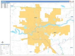 Elkhart, IN Business Reference style ZIP Code wall map